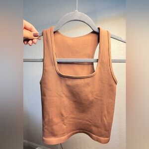 OQQ Brown Women's Ribbed  Top Sz M